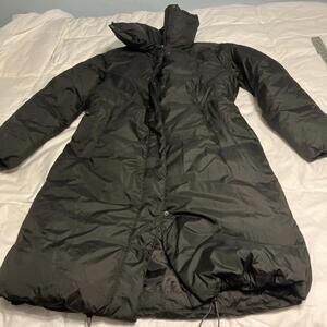OLD NAVY Black Long Puffer Coat W/Zipper & Snaps, 2 Pockets Women's M